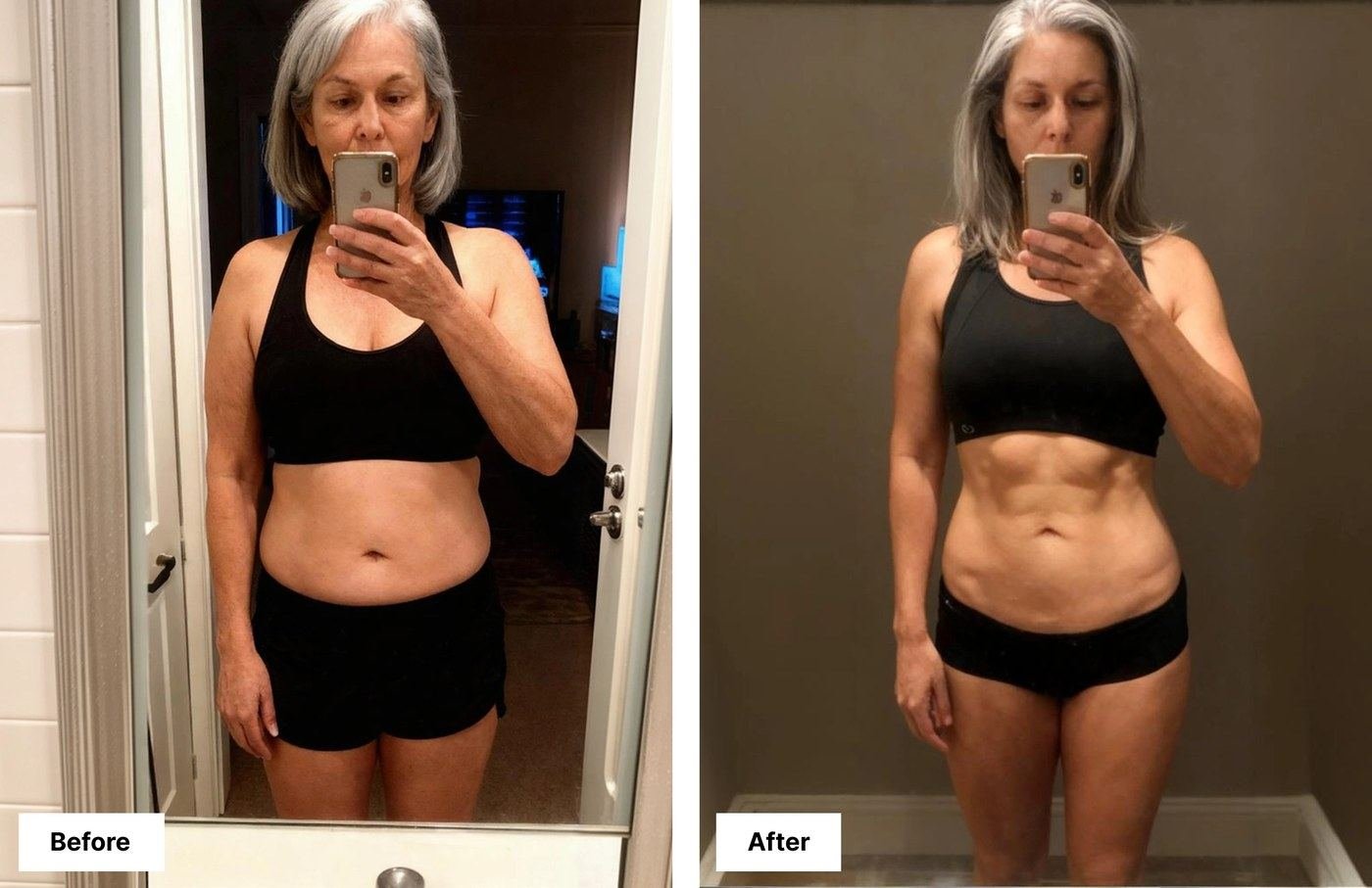 Hume Pod before-after comparison showing body composition improvement over months